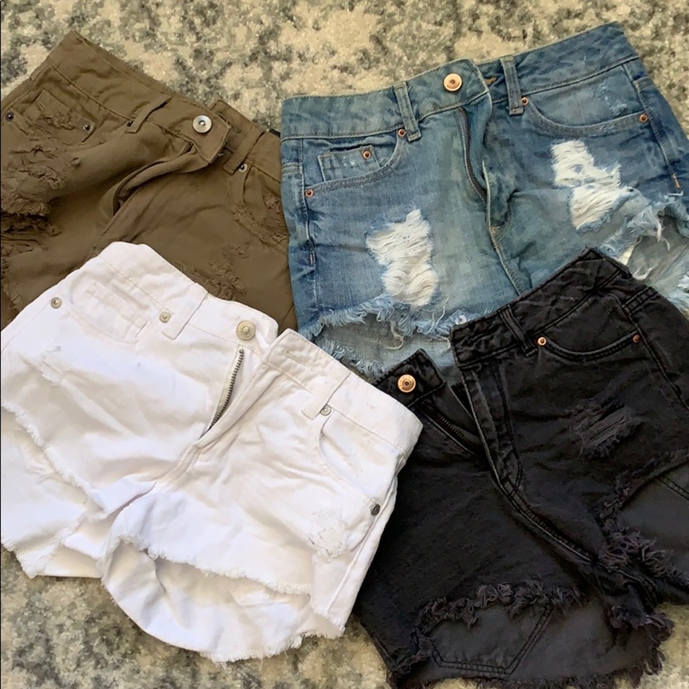 Lot of 4 Distressed Cutoff Denim Shorts